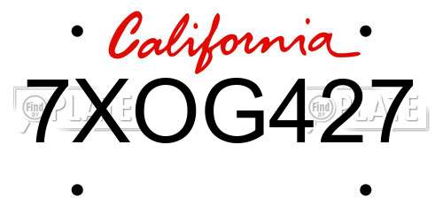 7XOG427 California License Plate