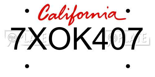7XOK407 California License Plate