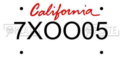 7XOO05 California License Plate