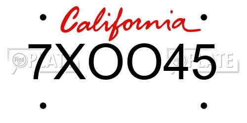 7XOO45 California License Plate