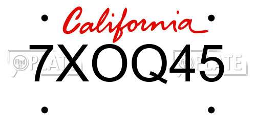 7XOQ45 California License Plate