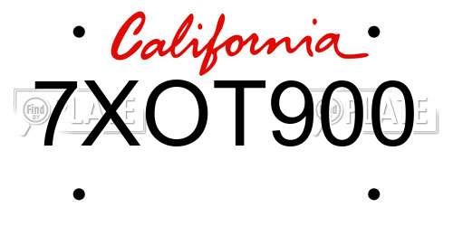 7XOT900 California License Plate