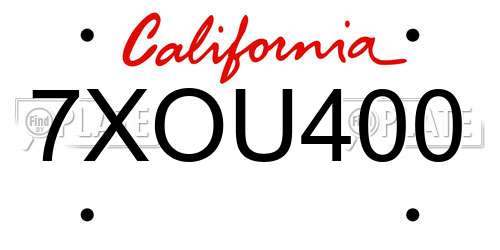 7XOU400 California License Plate