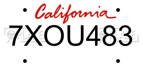 7XOU483 California License Plate