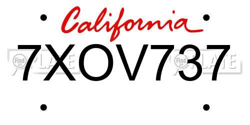 7XOV737 California License Plate