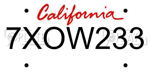 7XOW233 California License Plate