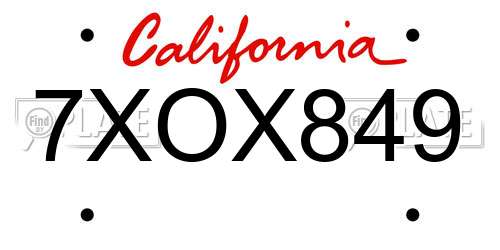 7XOX849 California License Plate