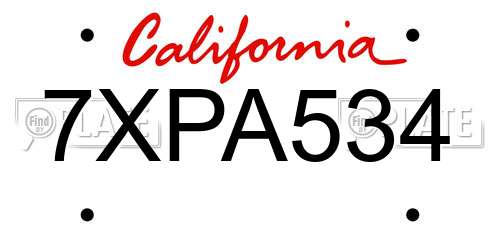 7XPA534 California License Plate