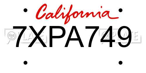 7XPA749 California License Plate