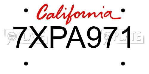 7XPA971 California License Plate