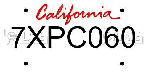 7XPC060 California License Plate