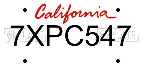 7XPC547 California License Plate