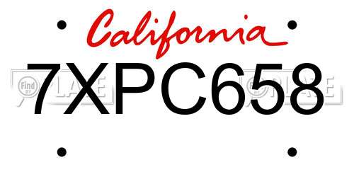 7XPC658 California License Plate