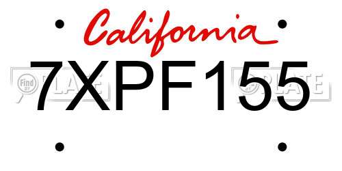 7XPF155 California License Plate