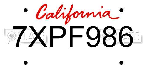 7XPF986 California License Plate