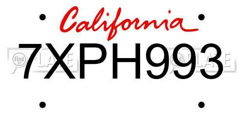 7XPH993 California License Plate