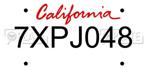 7XPJ048 California License Plate
