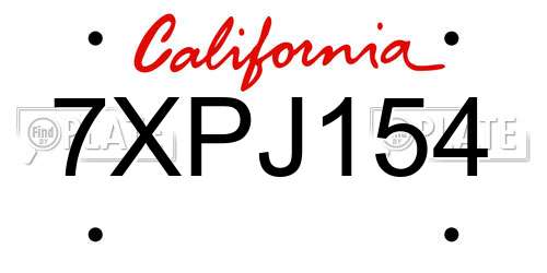 7XPJ154 California License Plate