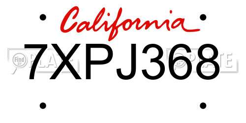 7XPJ368 California License Plate