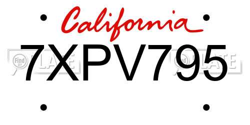 7XPV795 California License Plate