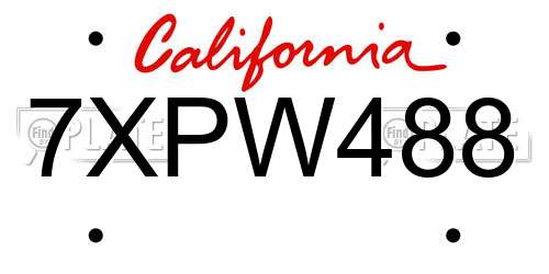 7XPW488 California License Plate