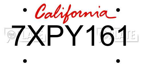 7XPY161 California License Plate