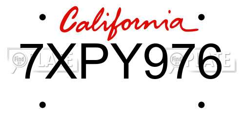 7XPY976 California License Plate