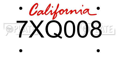 7XQ008 California License Plate