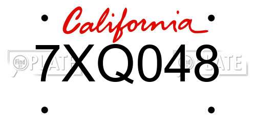 7XQ048 California License Plate