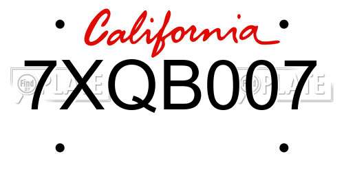 7XQB007 California License Plate
