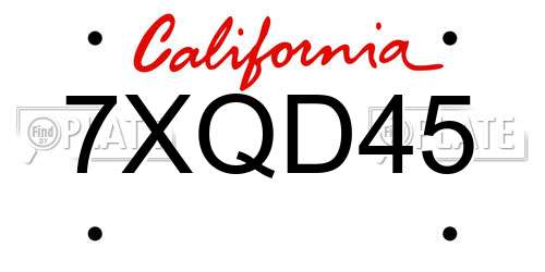 7XQD45 California License Plate