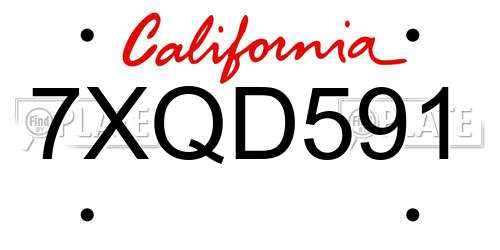 7XQD591 California License Plate