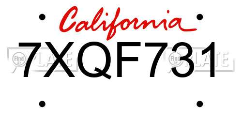7XQF731 California License Plate