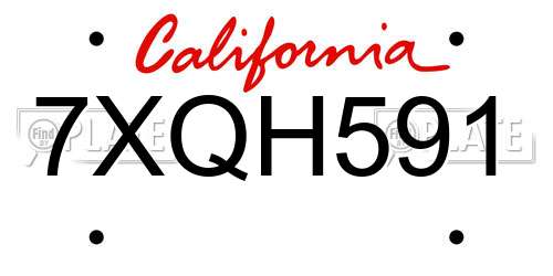 7XQH591 California License Plate