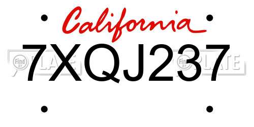 7XQJ237 California License Plate