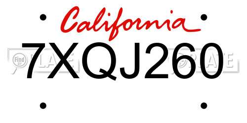 7XQJ260 California License Plate