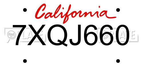 7XQJ660 California License Plate