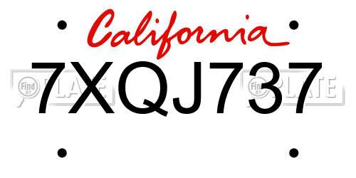 7XQJ737 California License Plate