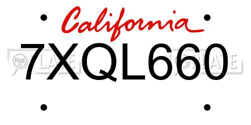 7XQL660 California License Plate