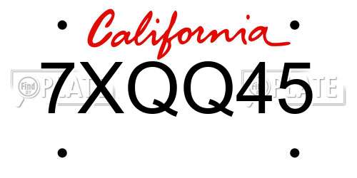7XQQ45 California License Plate
