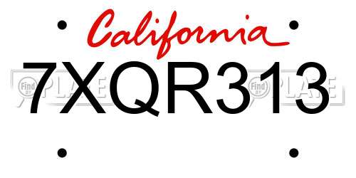 7XQR313 California License Plate
