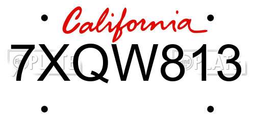 7XQW813 California License Plate