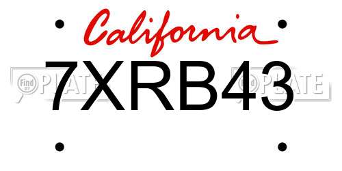 7XRB43 California License Plate