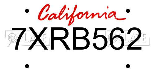 7XRB562 California License Plate