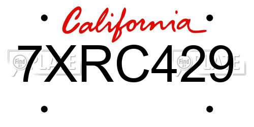 7XRC429 California License Plate