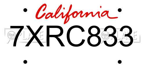 7XRC833 California License Plate