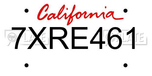 7XRE461 California License Plate