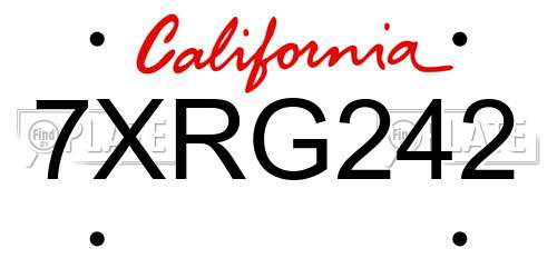 7XRG242 California License Plate