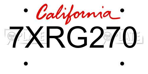 7XRG270 California License Plate