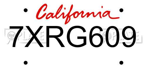 7XRG609 California License Plate